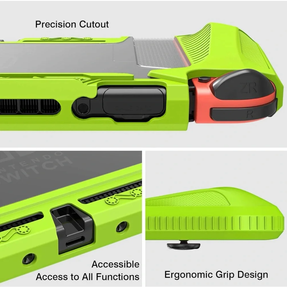 Nintendo Switch Grip Case + Tempered Screen Protector & Soft Silicon Thumb Cover